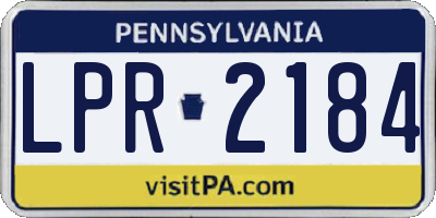 PA license plate LPR2184