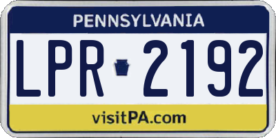 PA license plate LPR2192