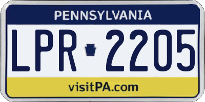 PA license plate LPR2205