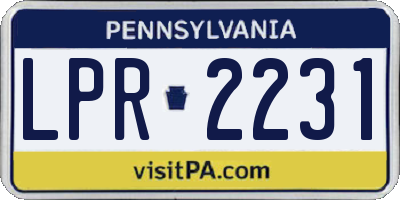 PA license plate LPR2231