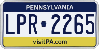 PA license plate LPR2265