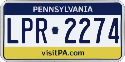 PA license plate LPR2274