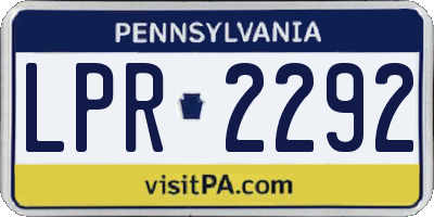 PA license plate LPR2292