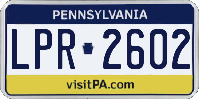 PA license plate LPR2602