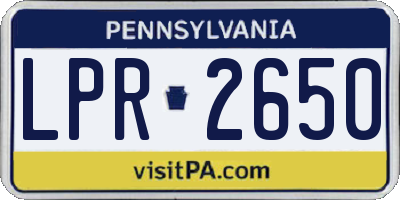PA license plate LPR2650