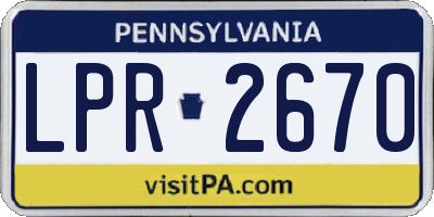 PA license plate LPR2670