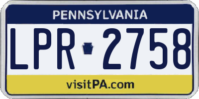 PA license plate LPR2758