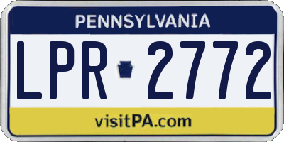PA license plate LPR2772