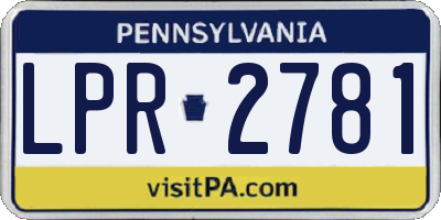 PA license plate LPR2781