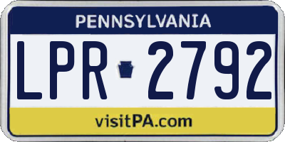 PA license plate LPR2792