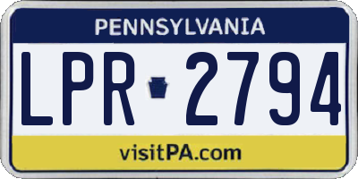 PA license plate LPR2794