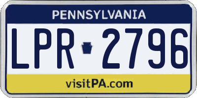 PA license plate LPR2796