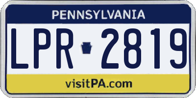 PA license plate LPR2819