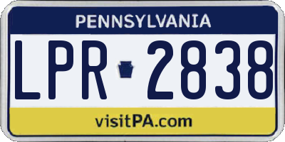 PA license plate LPR2838