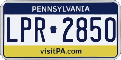 PA license plate LPR2850