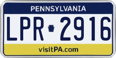 PA license plate LPR2916