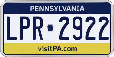 PA license plate LPR2922