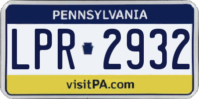 PA license plate LPR2932