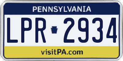 PA license plate LPR2934