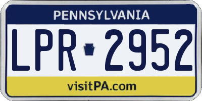 PA license plate LPR2952