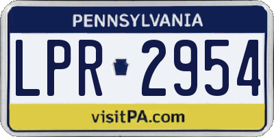 PA license plate LPR2954