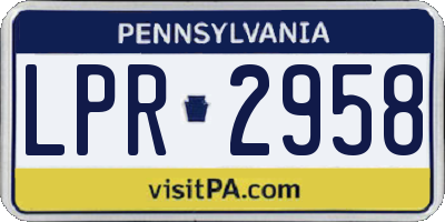 PA license plate LPR2958