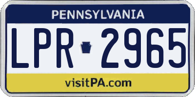 PA license plate LPR2965