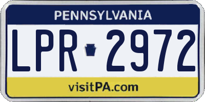 PA license plate LPR2972