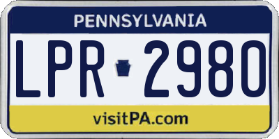 PA license plate LPR2980
