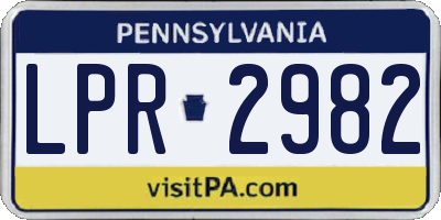 PA license plate LPR2982