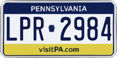 PA license plate LPR2984