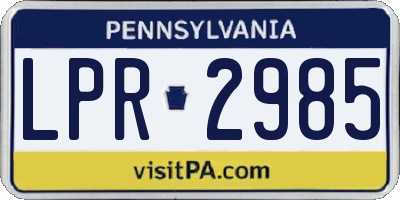 PA license plate LPR2985