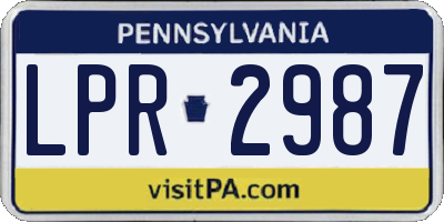 PA license plate LPR2987