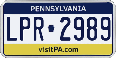 PA license plate LPR2989