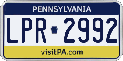PA license plate LPR2992