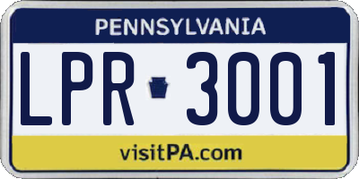 PA license plate LPR3001