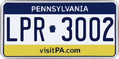 PA license plate LPR3002