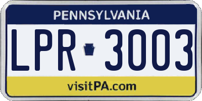 PA license plate LPR3003