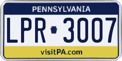 PA license plate LPR3007