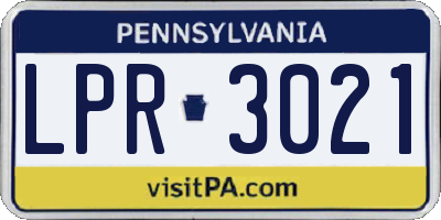 PA license plate LPR3021