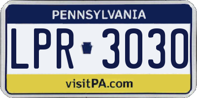 PA license plate LPR3030