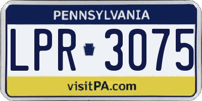 PA license plate LPR3075