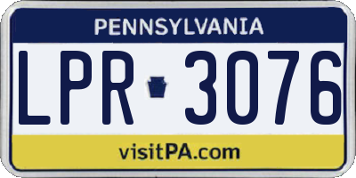 PA license plate LPR3076
