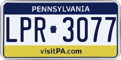 PA license plate LPR3077