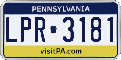 PA license plate LPR3181