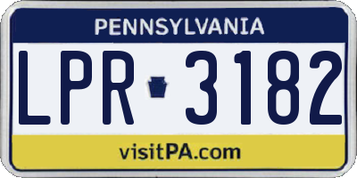PA license plate LPR3182