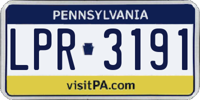 PA license plate LPR3191