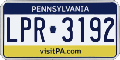 PA license plate LPR3192