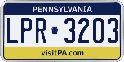 PA license plate LPR3203