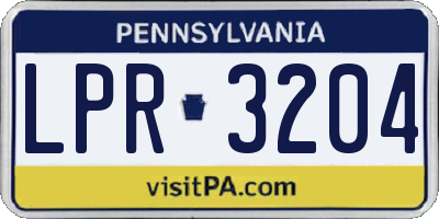 PA license plate LPR3204